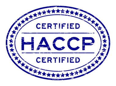Grunge mavi Haccp (tehlike analizi ve kritik kontrol noktaları) oval lastik mühür damgası