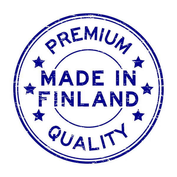 Grunge modré prémiové kvality vyrobeno ve Finsku kulaté razítko pečeť — Stockový vektor