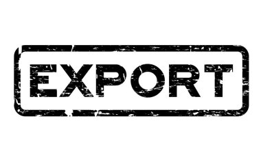 Grunge siyah ihracat kare lastik mühür damgası beyaz arka plan üzerinde