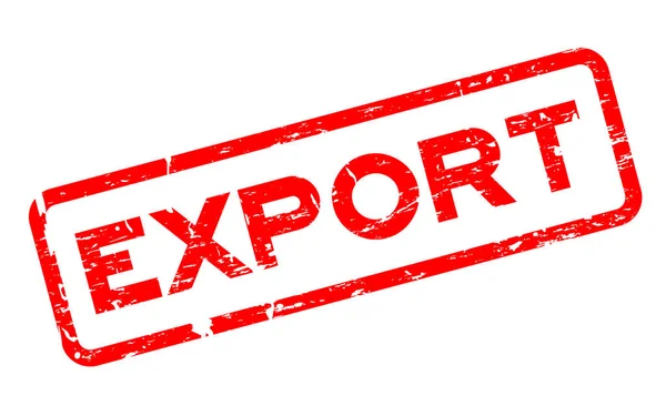 Grunge eksportu czerwony kwadrat gumowa uszczelka pieczęć na białym tle — Wektor stockowy