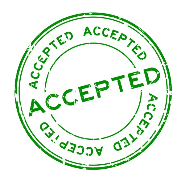 Kabul edilen Grunge yeşil beyaz arka plan üzerinde yuvarlak damga mühür