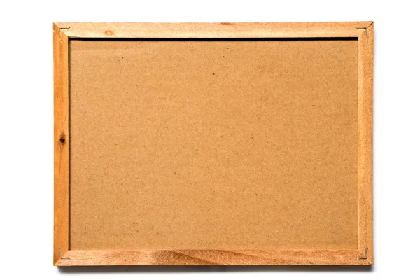 Papel kraft marrom com moldura de madeira sobre fundo branco — Fotografia de Stock