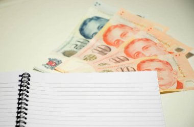 Singapur Doları boş Not defteriyle beyaz Resepsiyon arka plan üzerinde