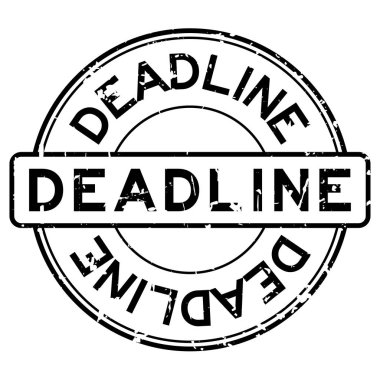 Grunge siyah son tarih yuvarlak lastik mühür damgası beyaz arka plan üzerinde