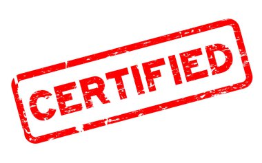 Grunge kırmızı beyaz arka plan üzerinde kare damga mühür sertifikalı