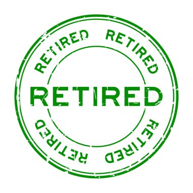 Grunge yeşil yuvarlak lastik mühür damgası beyaz arka plan üzerinde emekli.