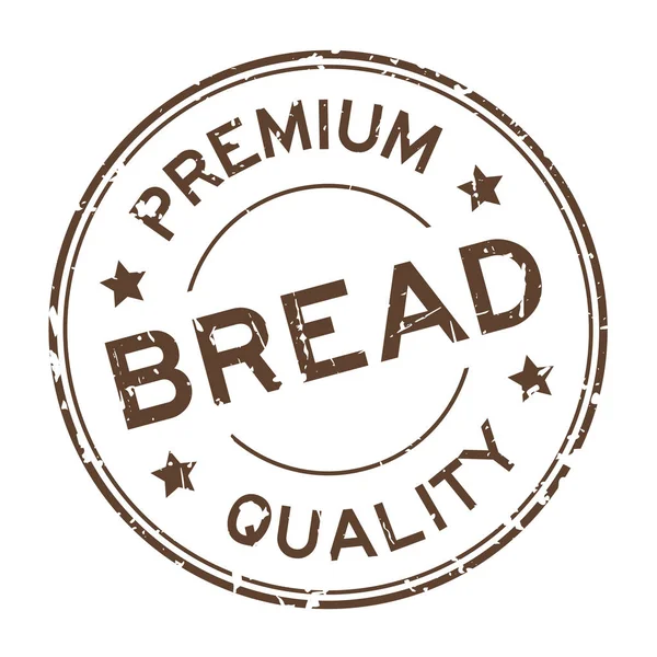 Grunge brązowy premium jakości chleb okrągły stempel pieczęć na białym tle — Wektor stockowy
