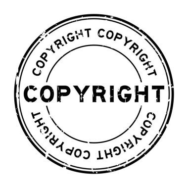 Grunge siyah copyright yuvarlak lastik mühür damgası beyaz arka plan üzerinde