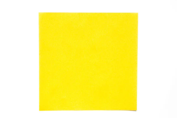Foglio di carta di colore giallo su sfondo bianco utilizzato per la decorazione o elemento di design — Foto Stock