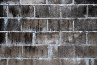 Siyah beyaz tuğla beton duvar arka plan üzerinde leke