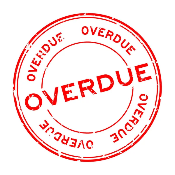 Grunge kırmızı vadesi geçmiş yuvarlak lastik mühür damgası beyaz arka plan üzerinde