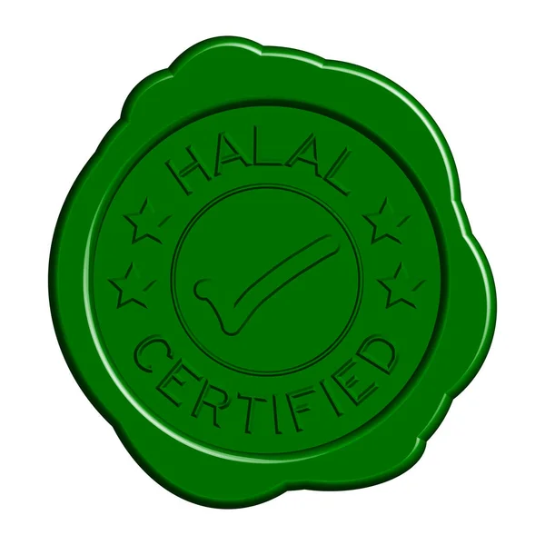 Zielony okrągły laku sformułowanie Halal certyfikat z ikona marka na białym tle — Wektor stockowy