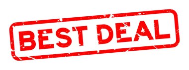 Grunge kırmızı en iyi anlaşma kare lastik mühür damgası beyaz arka plan üzerinde