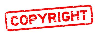 Grunge kırmızı telif hakkı kare lastik mühür damgası beyaz arka plan üzerinde