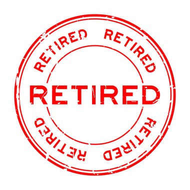 Grunge kırmızı yuvarlak lastik mühür damgası beyaz arka plan üzerinde emekli.