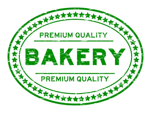 Grunge yeşil sigorta primi kalite baker oval lastik mühür damgası beyaz arka plan üzerinde