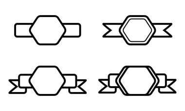 Vintage siyah altıgen şekil kurdele beyaz arka planda (paket, ödül afiş üzerinde dekorasyon olarak kullanmak)