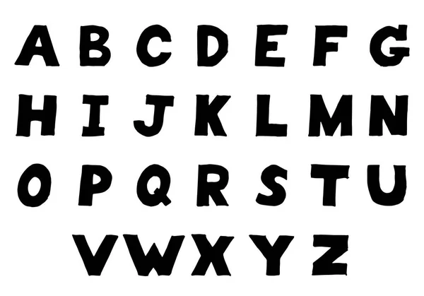 Svart färg hand ritning av engelska alfabetet på vit bakgrund — Stock vektor