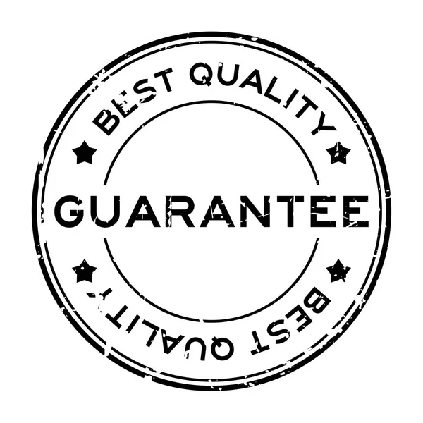 Grunge schwarz beste Qualität Garantie runde Gummidichtung Stempel auf weißem Hintergrund — Stockvektor