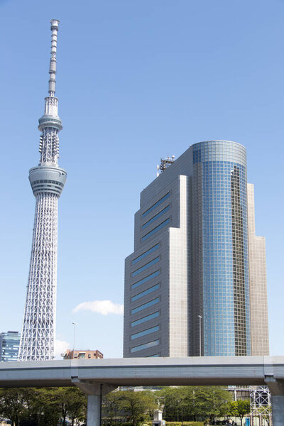 Tokyo, Japan, April 24,2017 Tokyo skytree, the highest tower in Japan with blue sky background