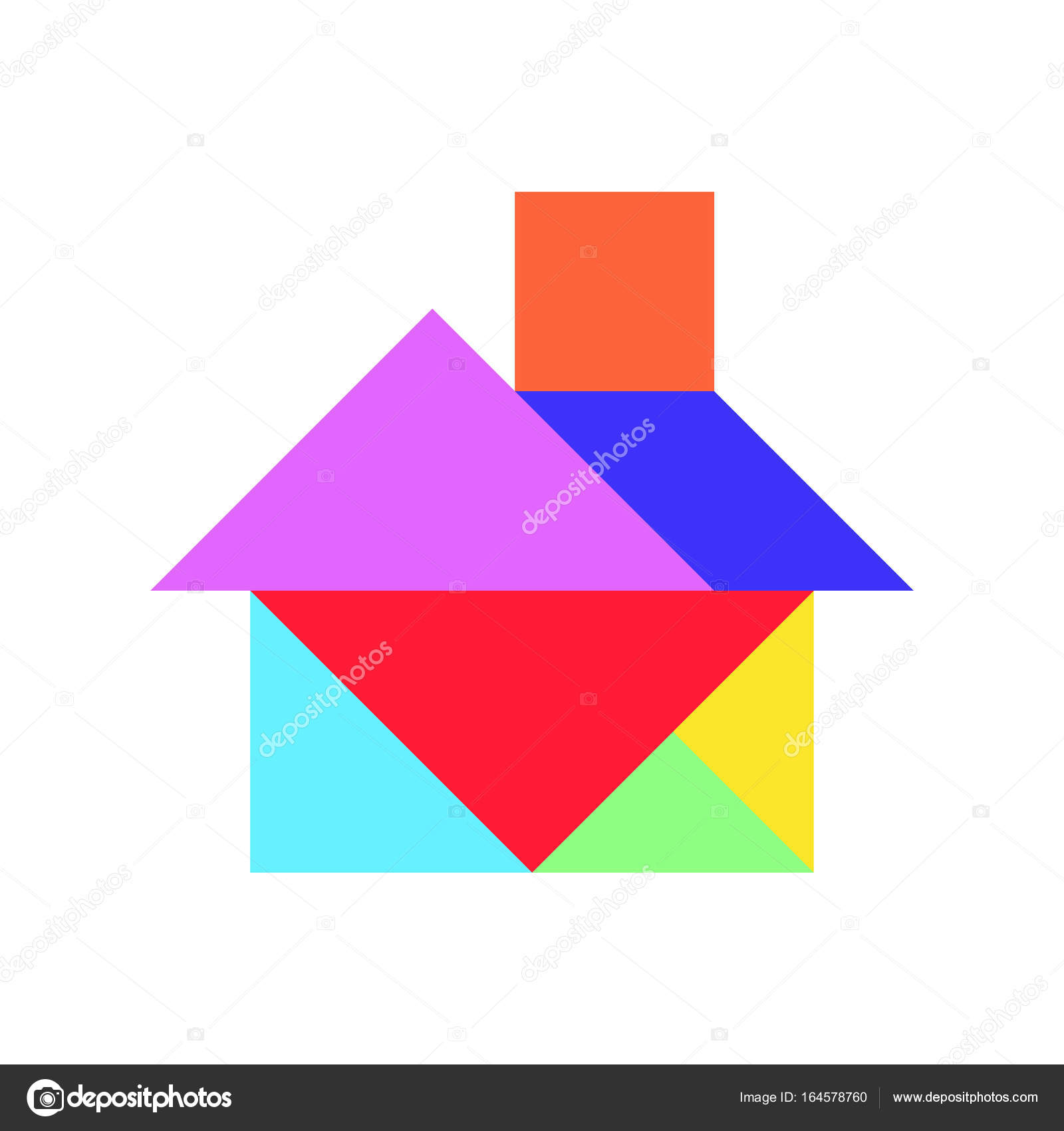 Quebra Cabeça Tangram Cor Casa Forma Fábrica Fundo Branco Vector imagem  vetorial de thaneeh.gmail.com© 365108244