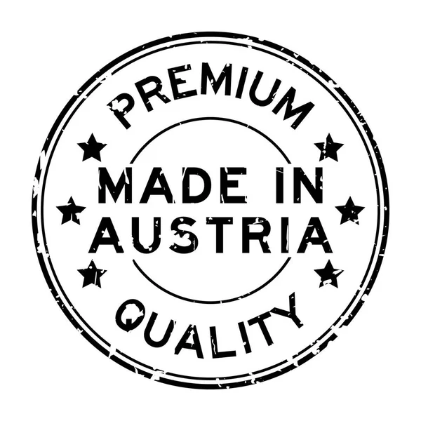 Grunge černá prémie kvalita vyrobena v Rakousku kolo gumové razítko na bílém pozadí — Stockový vektor