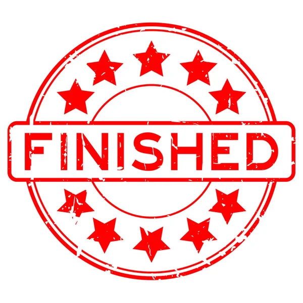 Grunge kırmızı lastik mühür damgası beyaz arka plan üzerinde yuvarlak yıldız simgesi ile tamamladı