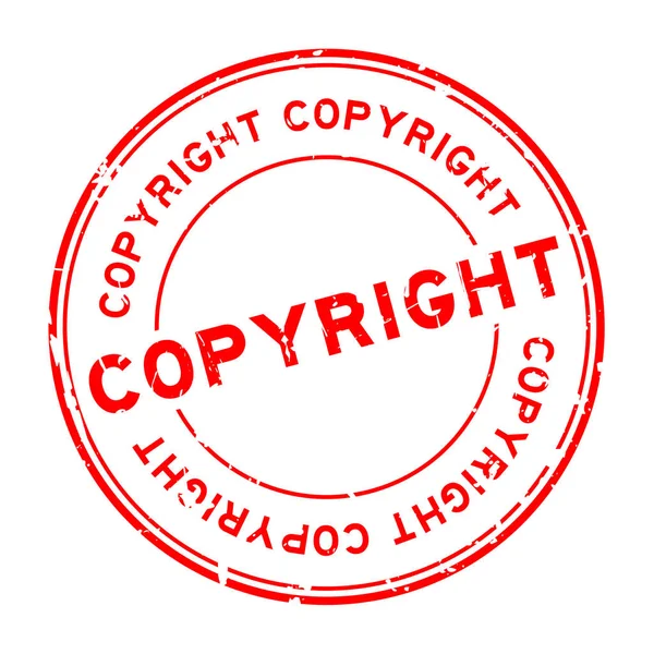 Grunge kırmızı copyright yuvarlak lastik mühür damgası beyaz arka plan üzerinde