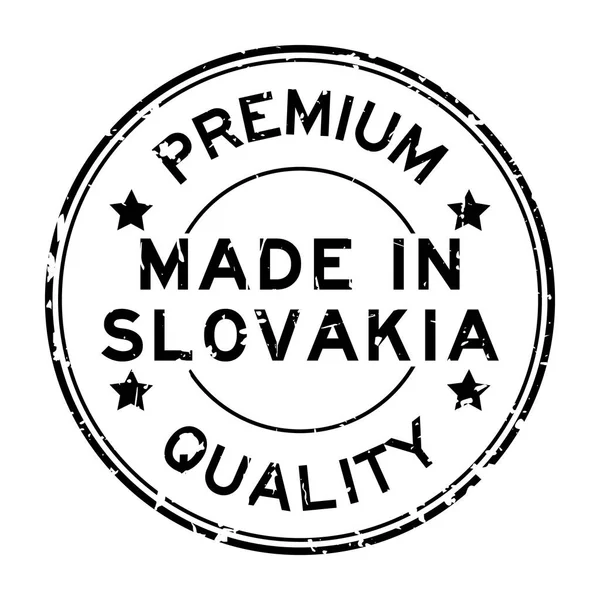 Grunge qualità premium nero fatto in Slovacchia timbro guarnizione di gomma rotonda su sfondo bianco — Vettoriale Stock