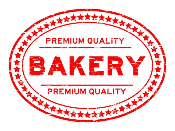 Grunge kırmızı premium kalite baker oval lastik mühür damgası beyaz arka plan üzerinde