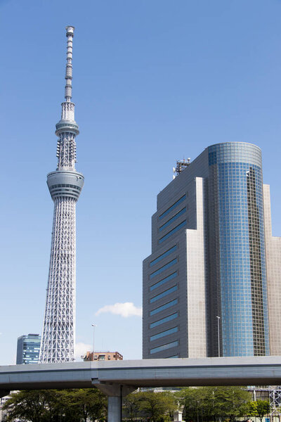 Tokyo, Japan, April 24,2017 Tokyo skytree, the highest tower in Japan with blue sky background