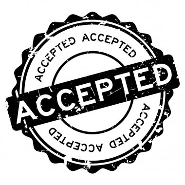 Kabul edilen Grunge siyah beyaz arka plan üzerinde yuvarlak damga mühür