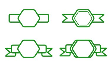 Vintage yeşil altıgen şekil şerit üzerinde beyaz arka plan ile