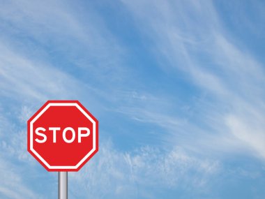 Çubuk işareti kutup ile bulut beyaz ve mavi gökyüzü arka plan üzerinde durdur