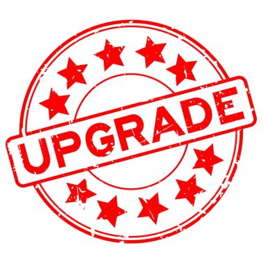 Lastik mühür damgası yuvarlak yıldız simgesi ile beyaz arka plan üzerinde ifadeler grunge kırmızı yükseltme