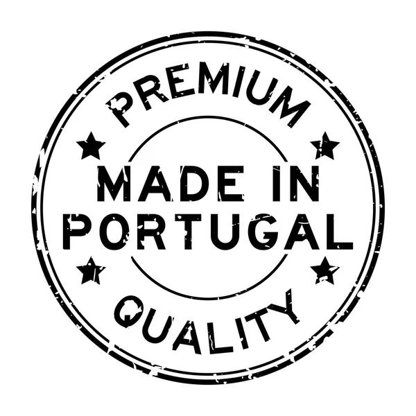 Grunge černé špičkové kvality vyrobené v Portugalsku kulaté razítko pečeť na bílém pozadí — Stockový vektor