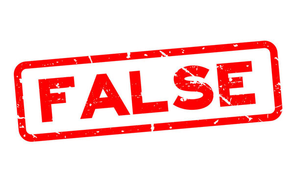 Grunge red false wording square rubber seal stamp on white background