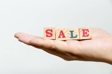 Bir dakika dostum ahşap blok ile ifade Satılık beton zemin üzerine