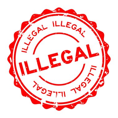 Grunge kırmızı yasadışı ifade yuvarlak lastik mühür damgası beyaz arka plan üzerinde