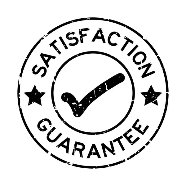Grunge schwarze Zufriedenheitsgarantie mit Markierungssymbol runden Gummidichtungsstempel auf weißem Hintergrund — Stockvektor