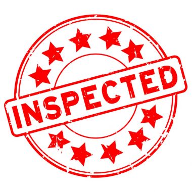 Grunge kırmızı lastik mühür damgası beyaz arka plan üzerinde yuvarlak yıldız simgesi ile kontrol