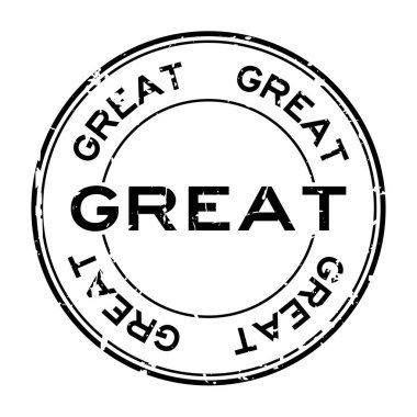 Grunge siyah büyük ifadeler yuvarlak lastik mühür damgası beyaz arka plan üzerinde