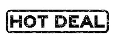 Grunge siyah sıcak fırsat kare lastik mühür damgası beyaz arka plan üzerinde