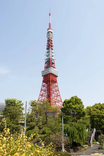 青空 bakcground、東京、日本の有名なランドマーク、東京タワー — ストック写真