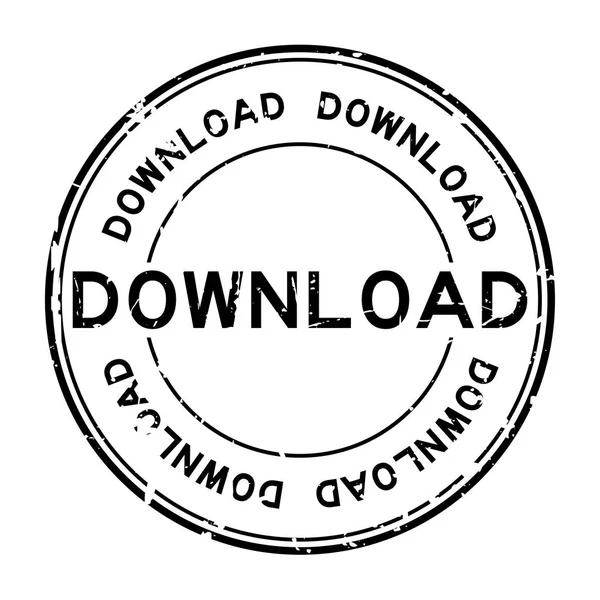 Grunge noir télécharger rond cachet en caoutchouc sur fond blanc — Image vectorielle