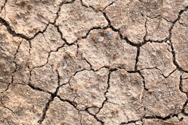 Kuru kahverengi toprak dokulu arka plan, küresel ısınma etkisi kırık
