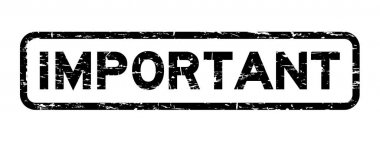 Grunge siyah önemli kare lastik mühür damgası beyaz arka plan üzerinde