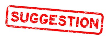 Grunge kırmızı öneri kare lastik mühür damgası beyaz arka plan üzerinde