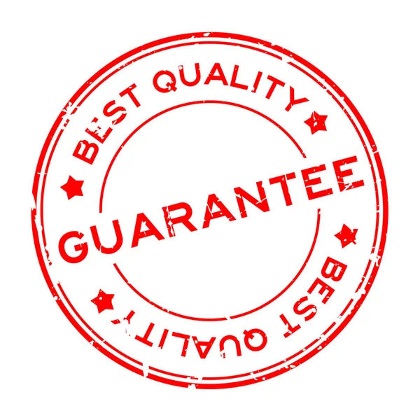 Grunge rot beste Qualitätsgarantie runde Gummidichtung Stempel auf weißem Hintergrund — Stockvektor