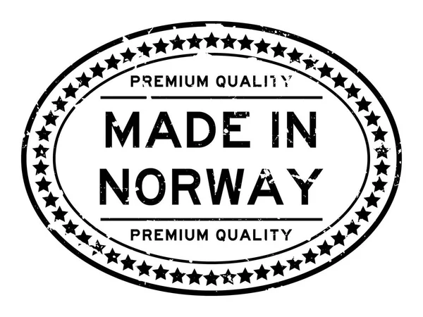 Grunge černé prémiové kvality, provedené v Norsku oválná pečeť razítka na bílém pozadí — Stockový vektor